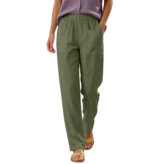 BLTIBY Lounge Pants for Women Elastic Waist Joggers Loose Fit Tapered Ankle Bottoms Casual Comfy Travel Pants with Pockets Army Green M