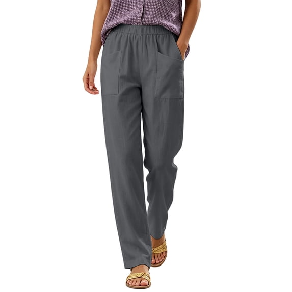 BLTIBY Lounge Pants for Women Elastic Waist Joggers Loose Fit Tapered Ankle Bottoms Casual Comfy Travel Pants with Pockets Gray S