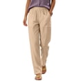 thumbnail image 1 of BLTIBY Lounge Pants for Women Elastic Waist Joggers Loose Fit Tapered Ankle Bottoms Casual Comfy Travel Pants with Pockets Khaki XXL, 1 of 6