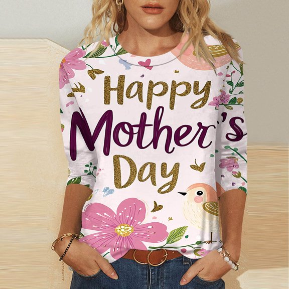 BLTIBY Mama Shirts for Women Mothers Day Mommy Mom Graphic Short Sleeve Round Neck T Shirts Casual Pullover Tops Tee Gifts 2025 Pink M