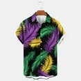 thumbnail image 1 of BLTIBY Mardi Gras Shirts for Men Button Up Short Sleeve Lapel Carnival Printed Blouse Fashion Lightweight Casual Tops Black XXL, 1 of 4