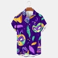 thumbnail image 1 of BLTIBY Mardi Gras Shirts for Men Button Up Short Sleeve Lapel Carnival Printed Blouse Fashion Lightweight Casual Tops Purple 4XL, 1 of 4