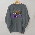 thumbnail image 1 of BLTIBY Mardi Gras Sweatshirts for Women Carnival Print Crew Neck Long Sleeve Loose Soft Comfy Fashion Pullover Tops 2025 Dark Gray XL, 1 of 4