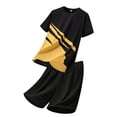 thumbnail image 1 of BLTIBY Men's 2 Piece Outfits Summer Mesh Short Sleeve T Shirt and Short Sets Breathable Tracksuit Sportswear Yellow 3XL, 1 of 6