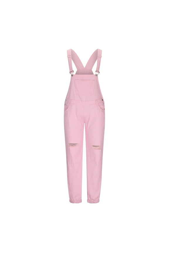 Men's Denim Bib Trousers Casual Cargo Overalls Jeans Jumpsuits Workwear Trousers Lightweight Fashion Adjustable Straps Long Cargo Trousers Multiple Pockets Hippy Clothes Pink 9 2XL