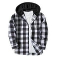 thumbnail image 1 of BLTIBY Men's Flannel Hoodies Jacket Button Down Casual Plaid Shirts Stylish Drawstring Lightweight Coat with Pockets Gray XXL, 1 of 5