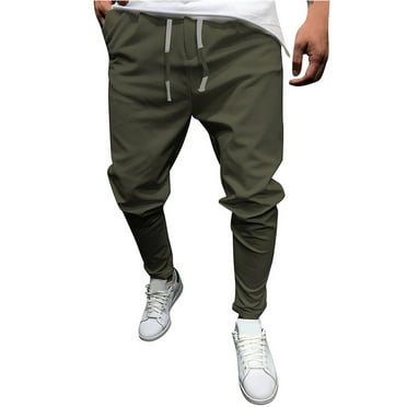 BLTIBY Men's Sports Calf Pants Gym Joggers Spring Summer Pants Elastic Waist with Pockets Drawstring Comfortable Soft Casual Breathable Lightweight Outdoor Bottom Trousers Army Green 2b 2XL