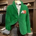 thumbnail image 1 of BLTIBY Men's St. Patrick's Day Corduroy Blazer Shamrock Jackets Button Loose Work Lapel Coat with Pockets Green 6 3XL, 1 of 4