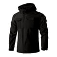 thumbnail image 1 of BLTIBY Men's Waterproof Softshell Jacket Fleece Lined Warm Outdoor Raincoat Military Hoodie Windbreaker with Pockets Black S, 1 of 4
