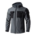thumbnail image 1 of BLTIBY Men's Waterproof Softshell Jacket Fleece Lined Warm Outdoor Raincoat Military Hoodie Windbreaker with Pockets Gray 3XL, 1 of 4