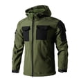 thumbnail image 1 of BLTIBY Men's Waterproof Softshell Jacket Fleece Lined Warm Outdoor Raincoat Military Hoodie Windbreaker with Pockets Green XL, 1 of 8