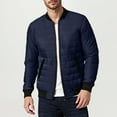 thumbnail image 1 of BLTIBY Men's Winter Puffer Jacket Solid Color Full Zip Stand Collar Coat Casual Fashion Quilted Overcoat with Pockets Navy 3XL, 1 of 8