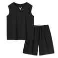 thumbnail image 1 of BLTIBY Mens 2 Pieces Cotton Outfits Sleeveless V Neck Shirts and Shorts Casual Sets with Pockets Black 4XL, 1 of 6