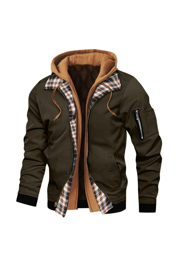 Mens Bomber Jacket Fall Winter Solid Color Lightweight Full Zip Light Windbreaker Casual Stylish Golf Coat Outwear Army Green XXL