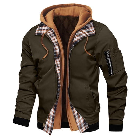 BLTIBY Mens Bomber Jacket Fall Winter Solid Color Lightweight Full Zip Light Windbreaker Casual Stylish Golf Coat Outwear Army Green XXL