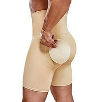 BLTIBY Mens Boxers High Waisted Tummy Control Shapewear Underwear with with Fart Pads Briefs Slimming Body Shaper Pants Beige XXL