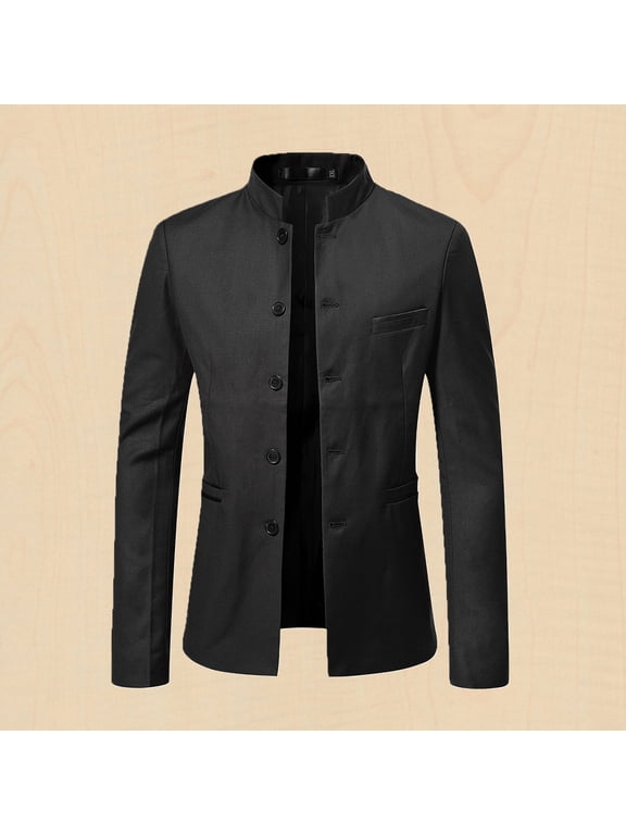 Mens Casual Blazer Sport Coats Dress Four Button Solid Color Formal Classic Suit Jacket Business Blazers Wedding Party Jackets with Pockets Black XXL