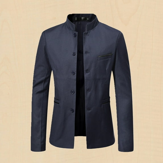 BLTIBY Mens Casual Blazer Sport Coats Dress Four Button Solid Color Formal Classic Suit Jacket Business Blazers Wedding Party Jackets with Pockets Blue 4XL