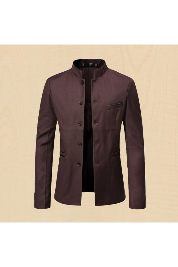 Mens Casual Blazer Sport Coats Dress Four Button Solid Color Formal Classic Suit Jacket Business Blazers Wedding Party Jackets with Pockets Red L