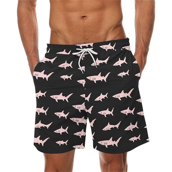 BLTIBY Mens Casual Shorts Summer Elastic Waist Drawstring Printed Hawaiian Beach Short with Pockets Fashion Short Pants Multicolor 4 XXL