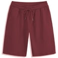 thumbnail image 1 of BLTIBY Mens Casual Shorts Summer Solid Color Elastic Waist Drawstring Beach Short with Pockets Fashion Sports Short Pants 2025 Wine 3XL, 1 of 3