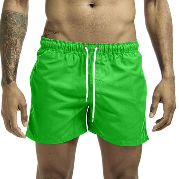 BLTIBY Mens Casual Shorts Summer Solid Color Elastic Waist Drawstring Shorts Fashion Loose Comfy Sports Short Pants with Pockets Green M