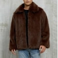 thumbnail image 1 of BLTIBY Mens Faux Furry Coat Winter Warm Thicken Fuzzy Lapel Overcoat Solid Color Comfy Outerwear Fashion Jacket Coffee 3XL, 1 of 9