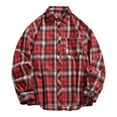 thumbnail image 1 of BLTIBY Mens Flannel Shirt Jacket Fall Winter Plaid Printed Long Sleeve Coat Button Down Thick Outwear with Pockets Red M, 1 of 5