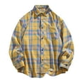 thumbnail image 1 of BLTIBY Mens Flannel Shirt Jacket Fall Winter Plaid Printed Long Sleeve Coat Button Down Thick Outwear with Pockets Yellow XL, 1 of 8