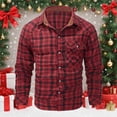 thumbnail image 1 of BLTIBY Mens Flannel Shirts Long Sleeve Button Down Lapel Shirt Plaid Printed Casual Work Shirts with Pockets Red XXL, 1 of 8