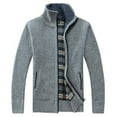 thumbnail image 1 of BLTIBY Mens Full Zipper Cardigan Sweaters Jacket Fall Winter Solid Color Slim Fit Casual Stand Collar Ribbed Knit Long Sleeve Coat with Pockets Gray L, 1 of 6