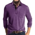 thumbnail image 1 of BLTIBY Mens Long Sleeve Shirts Spring Fall Solid Color Button Down Lapel Shirt Fashion Casual Pullover Tops 2025 Purple S, 1 of 5