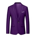 thumbnail image 1 of BLTIBY Mens One Button Blazer Jacket Solid Color Slim Fit Business Lightweight Coat with Pockets Fashion Outwear Purple 5XL, 1 of 7