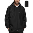 thumbnail image 1 of BLTIBY Mens Rain Jacket Raincoat Hoodies Running Waterproof Lightweight Packable Windbreaker with Pockets for Travel Hiking Cycling Black L, 1 of 8