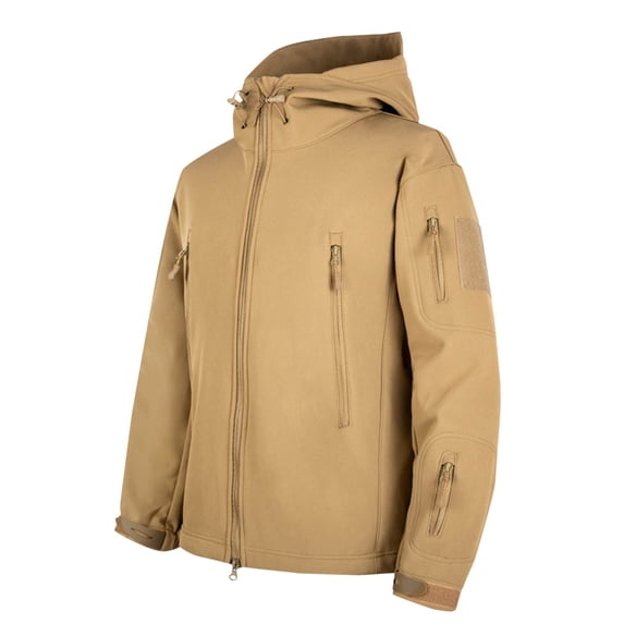 BLTIBY Mens Rain Jackets Waterproof Hooded Lightweight Raincoat Zipper Windbreaker Running Hiking Travel Coat with Zip Pockets Khaki S