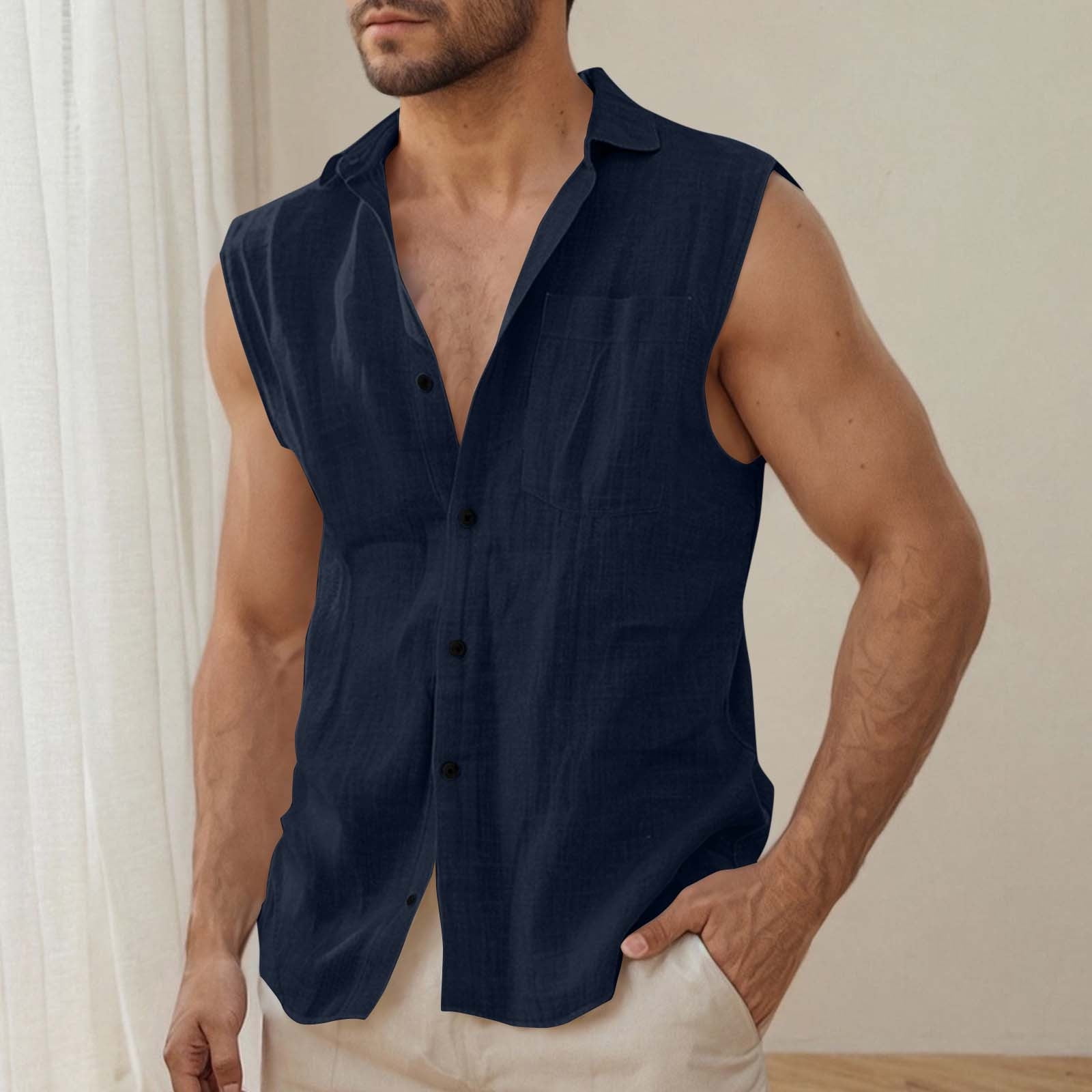 Men's Sleeveless Button Down Shirts