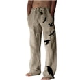 thumbnail image 1 of BLTIBY Mens Summer Autumn Casual Beach Trousers Cotton Linen Pants Elastic Waist Loose Wide Leg Natural Yoga Trousers with Pockets Lightweight Comfortable Sweatpants Khaki 1 XL, 1 of 6