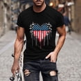 thumbnail image 1 of BLTIBY Mens T-Shirt Summer Independence Day Printed Short Sleeve Round Neck Beach Blouse Lightweight Fashion Casual Pullover Tops Black M, 1 of 5
