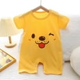 thumbnail image 1 of BLTIBY Newborn Baby Boys Girls Romper Summer Printed Round Neck Short Sleeve Toddler Pullover Rompers Cute Infant One-Piece Fashion Bodysuit 2025 Yellow 0-3 Monthes, 1 of 3