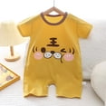 thumbnail image 1 of BLTIBY Newborn Baby Boys Girls Romper Summer Printed Round Neck Short Sleeve Toddler Pullover Rompers Cute Infant One-Piece Fashion Bodysuit 2025 Yellow 2 3-6 months, 1 of 3