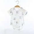 thumbnail image 1 of BLTIBY Newborn Baby Boys Girls Romper Summer Short Sleeve Round Neck Toddler Infant Printed Button Down Rompers One-Piece Fashion Bodysuits 2025 White 1-2 Years, 1 of 3
