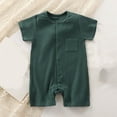 thumbnail image 1 of BLTIBY Newborn Baby Boys Girls Romper Summer Solid Color Short Sleeve Round Neck Toddler Infant Button Down Rompers One-Piece Fashion Bodysuit Green 1-2 Years, 1 of 3