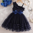 thumbnail image 1 of BLTIBY One-Shoulder Butterfly Dress for Girls Cami Tulle Tutu Dresses Pageant Formal Princess Ball Gown for Birthday with Belt Navy 3-4 Years, 1 of 5