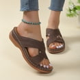 thumbnail image 1 of BLTIBY Orthopedic Sandals for Women Arch Support Summer Fashion Round Toe Fish Mouth Open Toe Leather Comfy Wedge Shoes 2025 Coffee 7.5, 1 of 8