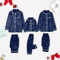 thumbnail image 1 of BLTIBY Pajama Christmas Family Set Satin Pjs Matching Sets Silk Sleepwear Holiday Solid Color Nightwear Xmas Jammies Loungewear Navy 2-3 Years, 1 of 7