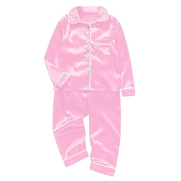 BLTIBY Pajama Christmas Family Set Satin Pjs Matching Sets Silk Sleepwear Holiday Solid Color Nightwear Xmas Jammies Loungewear Pink 9-10 Years
