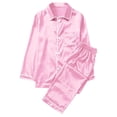thumbnail image 1 of BLTIBY Pajama Christmas Family Set Satin Pjs Matching Sets Silk Sleepwear Holiday Solid Color Nightwear Xmas Jammies Loungewear Pink XXL, 1 of 4