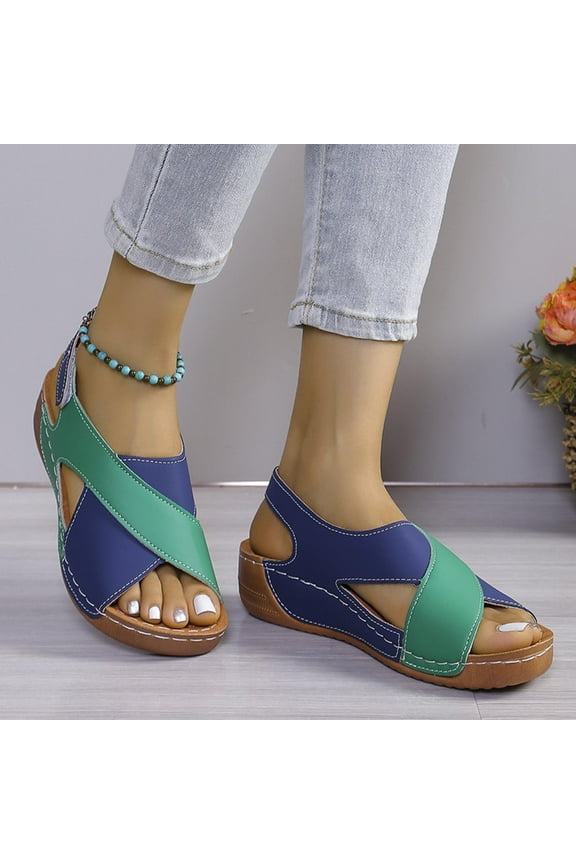 Platform Wedge Sandals for Women Comfortable Summer Beach Sandal Open Toe Thick Heeled Cross Slingback Sandal with Adjustable Double Buckle 2025 Green 11