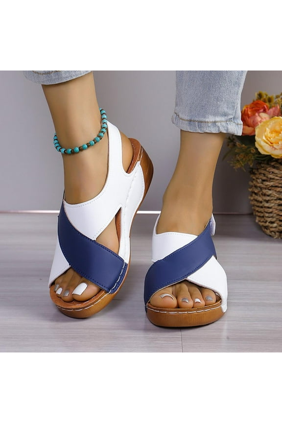 Platform Wedge Sandals for Women Comfortable Summer Beach Sandal Open Toe Thick Heeled Cross Slingback Sandal with Adjustable Double Buckle 2025 White 9.5