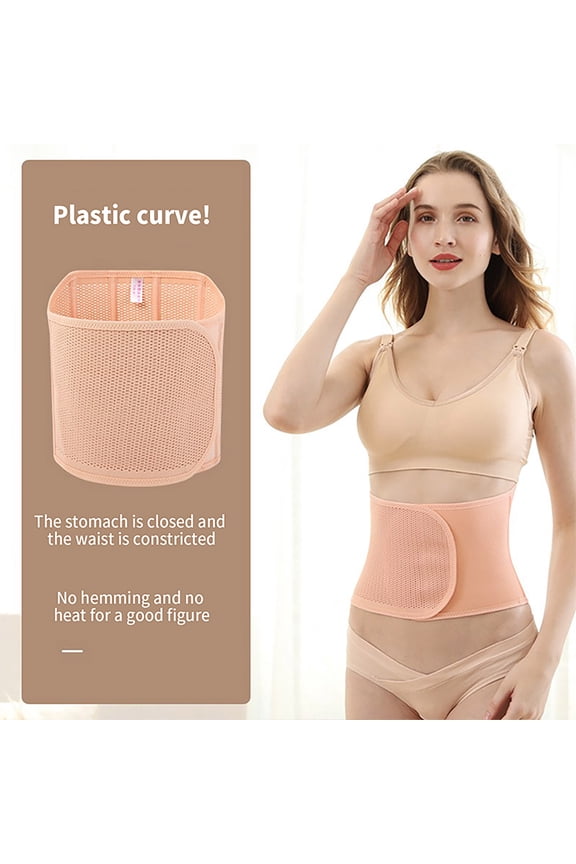 Postpartum Belly Wrap Belt Band Women Body Shaper Abdominal Binder Postnatal Belly Waist Slim Band Breathable Elastic Postpartum Support Adjustable Red L